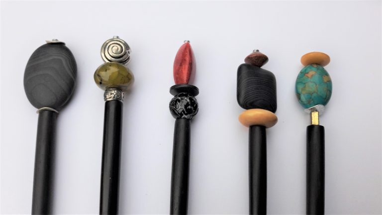 #9 - Ebenholz, Achate, Koralle, Bein,  Mosaiktürkis, Altsilber, Echtsilber